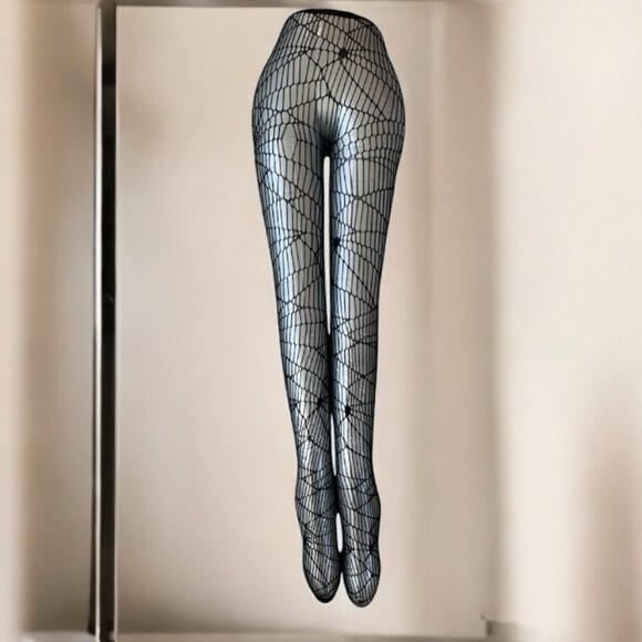 Unbranded Accessories - ToBeInStyle Distressed Fishnet Pantyhose Spider Web Tights Black Punk Goth New